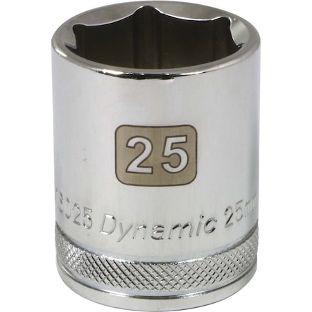 Dynamic 1/2" Drive, 25mm Metric Socket, 6 Points D016025